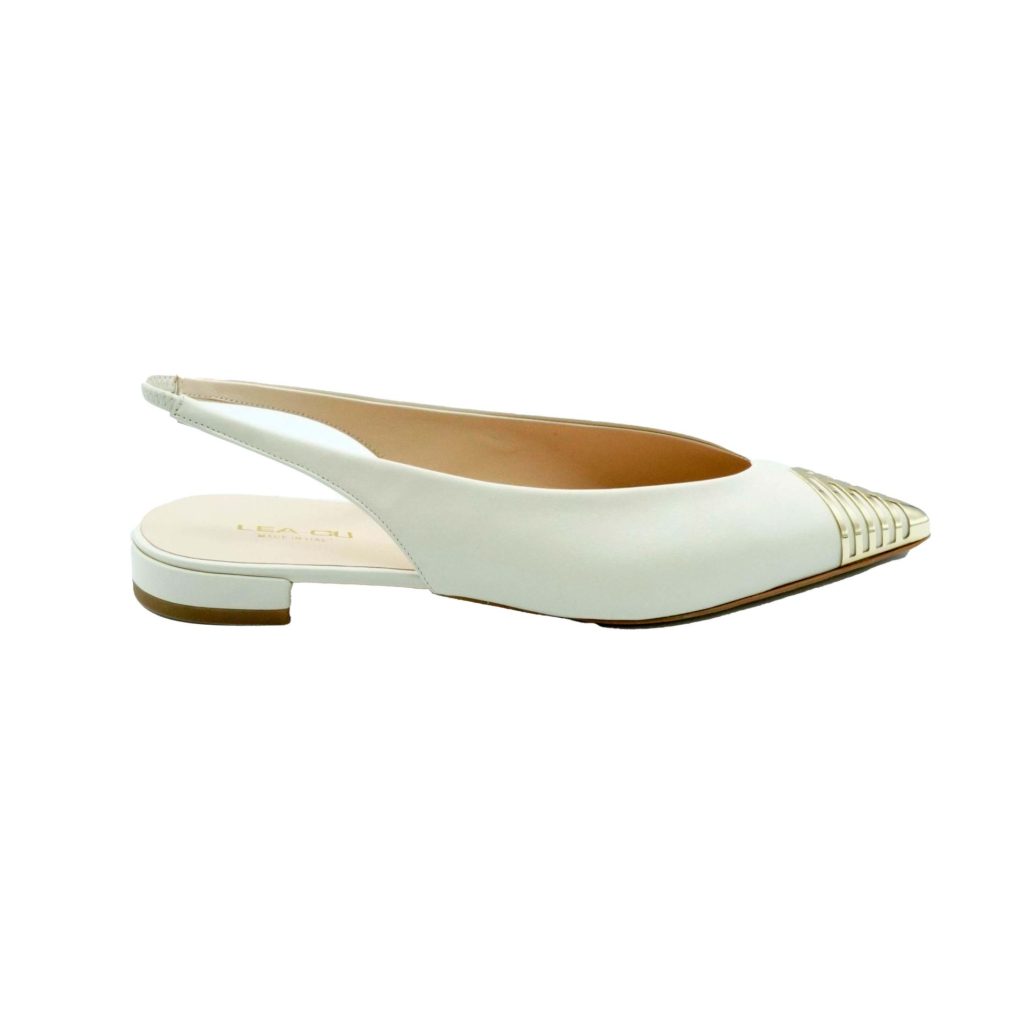 Lea Gu Slingback In Nappa, Punta Metallica, Tacco 10mm