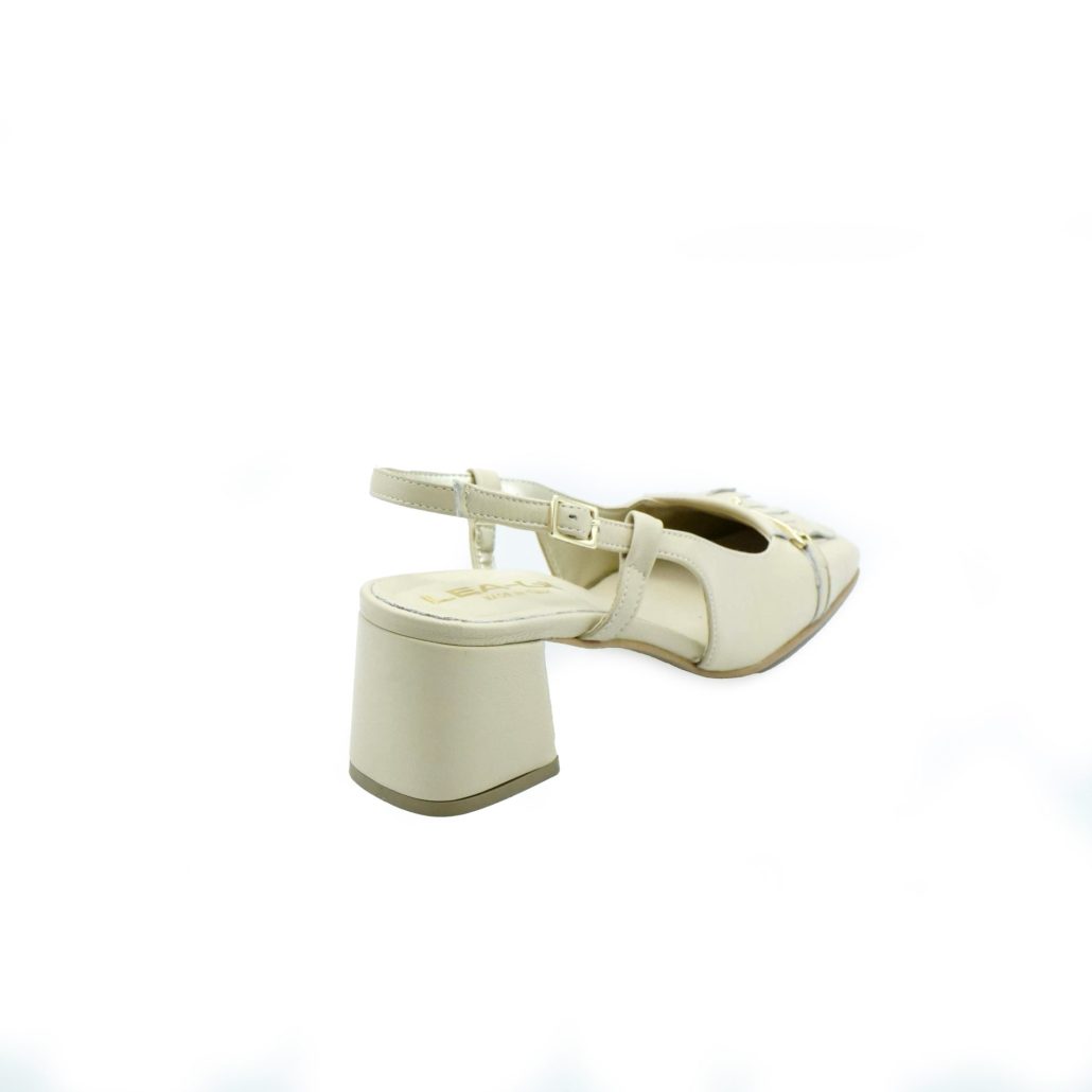 Lea Gu Slingback In Nappa, Punta Quadrata, Accessorio E Frange Frontali, Tacco 50mm