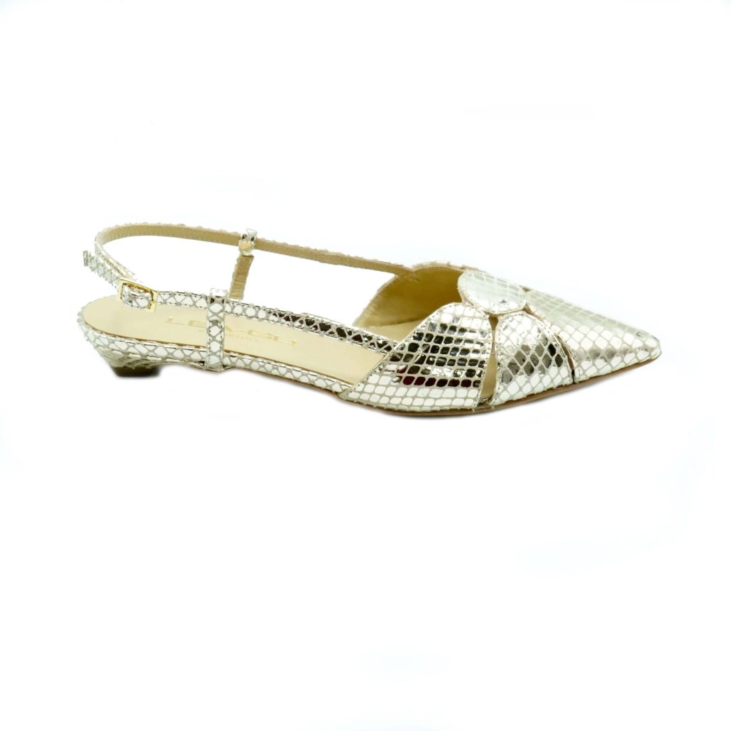 Lea Gu slingback in nappa stampata laminata ,tacco 30mm