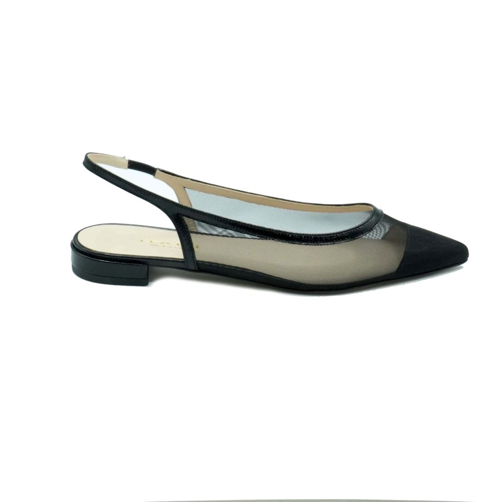 Lea Gu Slingback In Rete Con Punta In Contrasto, Tacco 10mm