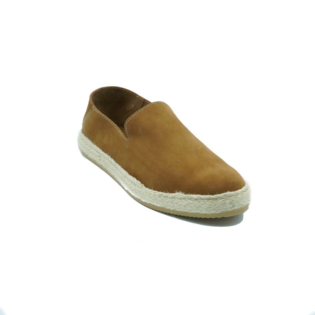 Lea Gu Slip-on Uomo In Camoscio, Fondo Corda E Gomma 20mm