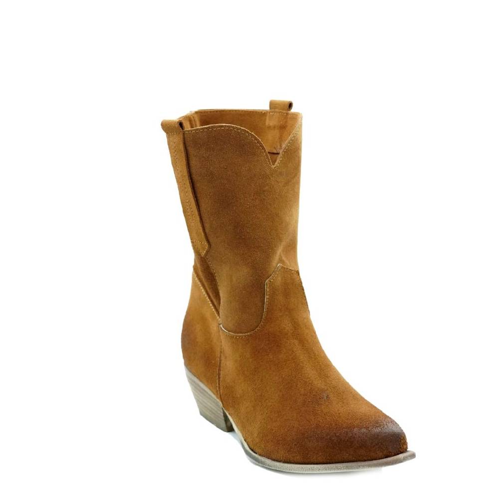 Lea Gu Texano In Camoscio, Occhielli Laterali, Tacco 40mm