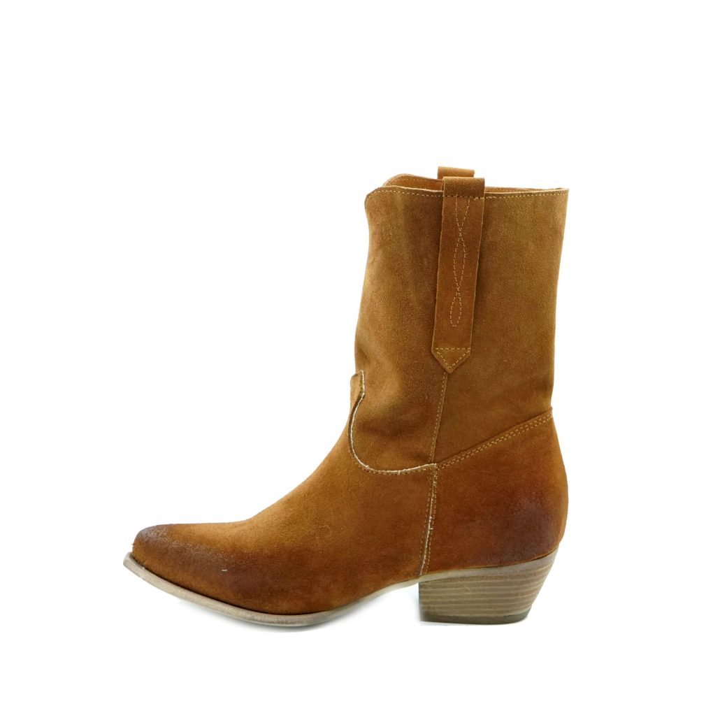 Lea Gu Texano In Camoscio, Occhielli Laterali, Tacco 40mm