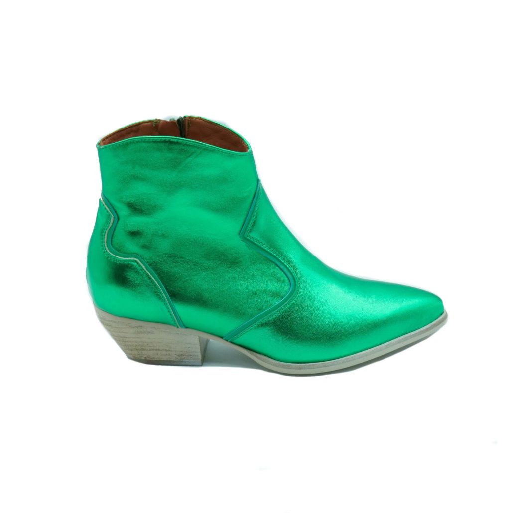 Lea Gu texano in nappa laminata con inserti in nappa, zip interna, tacco 40mm