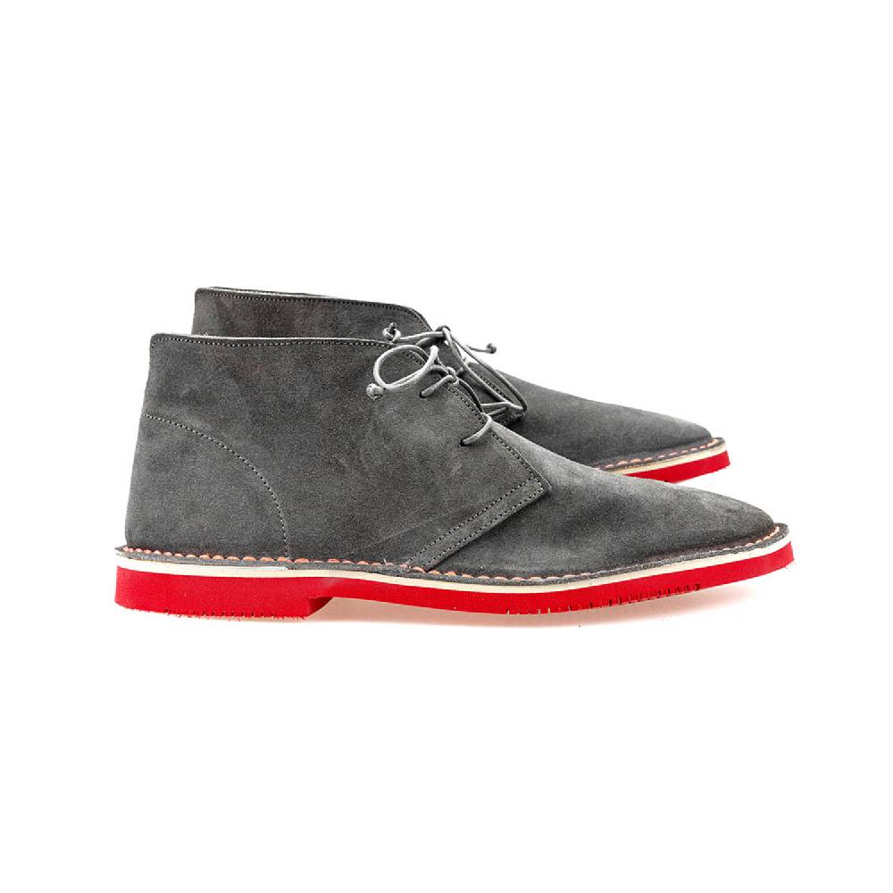 Lerews Track 1 Suede Piombo – Suola rossa – Cucitura Rosa