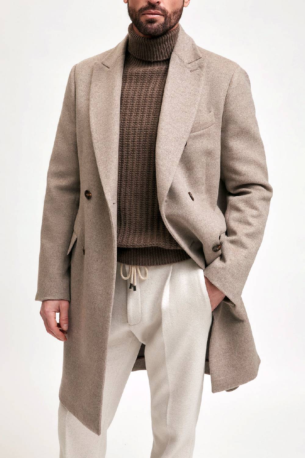 Manzoni 24 Cappotto doppiopetto in tessuto cashmere Loro Piana