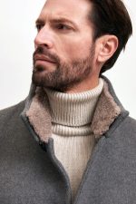Manzoni 24 Cappotto In Lana Con Collo In Montone Curly