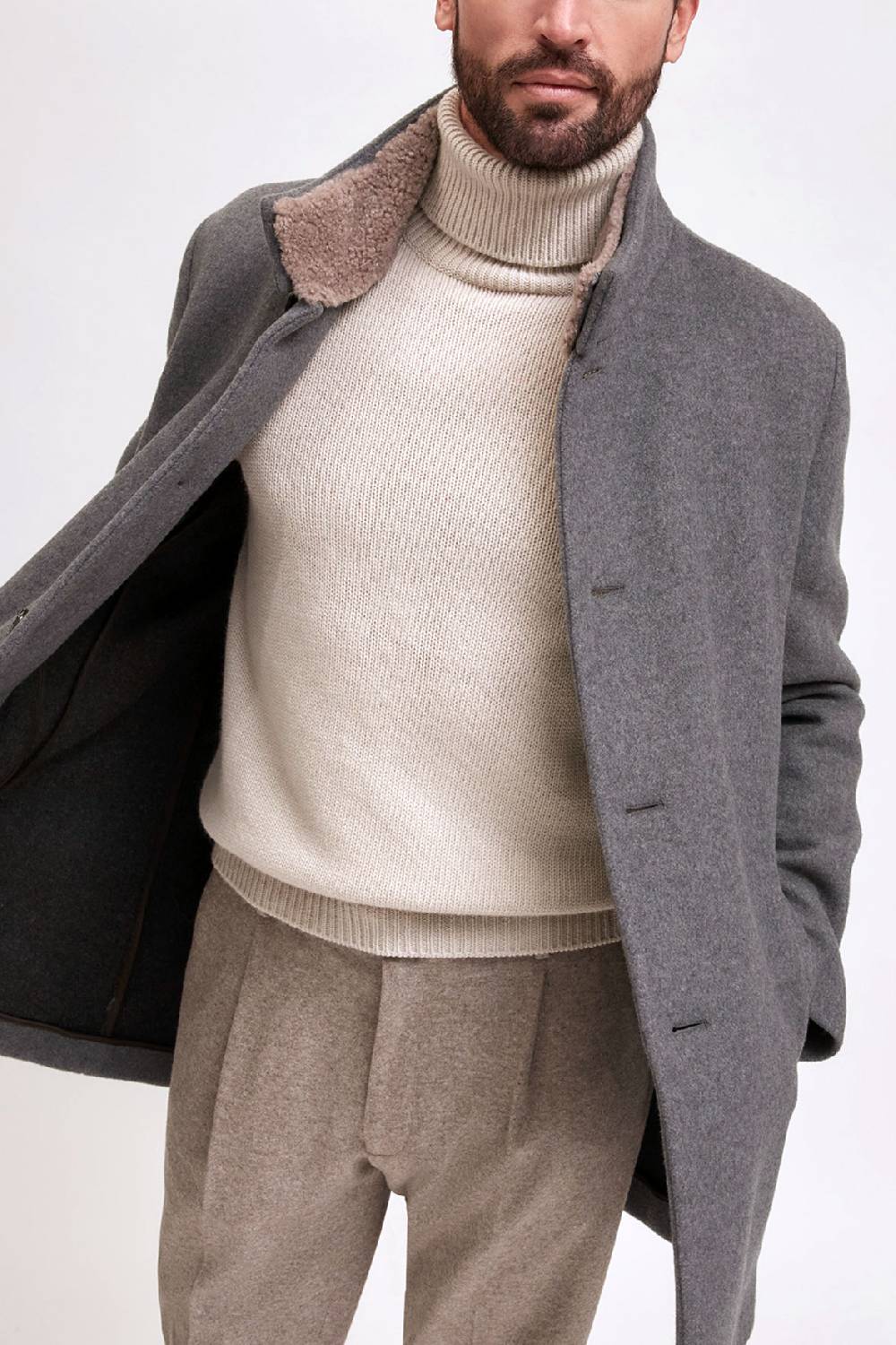 Manzoni 24 Cappotto In Lana Con Collo In Montone Curly