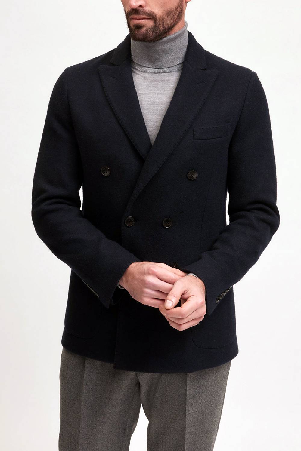 Manzoni 24 Giacca doppiopetto jersey in tessuto cashmere Loro Piana