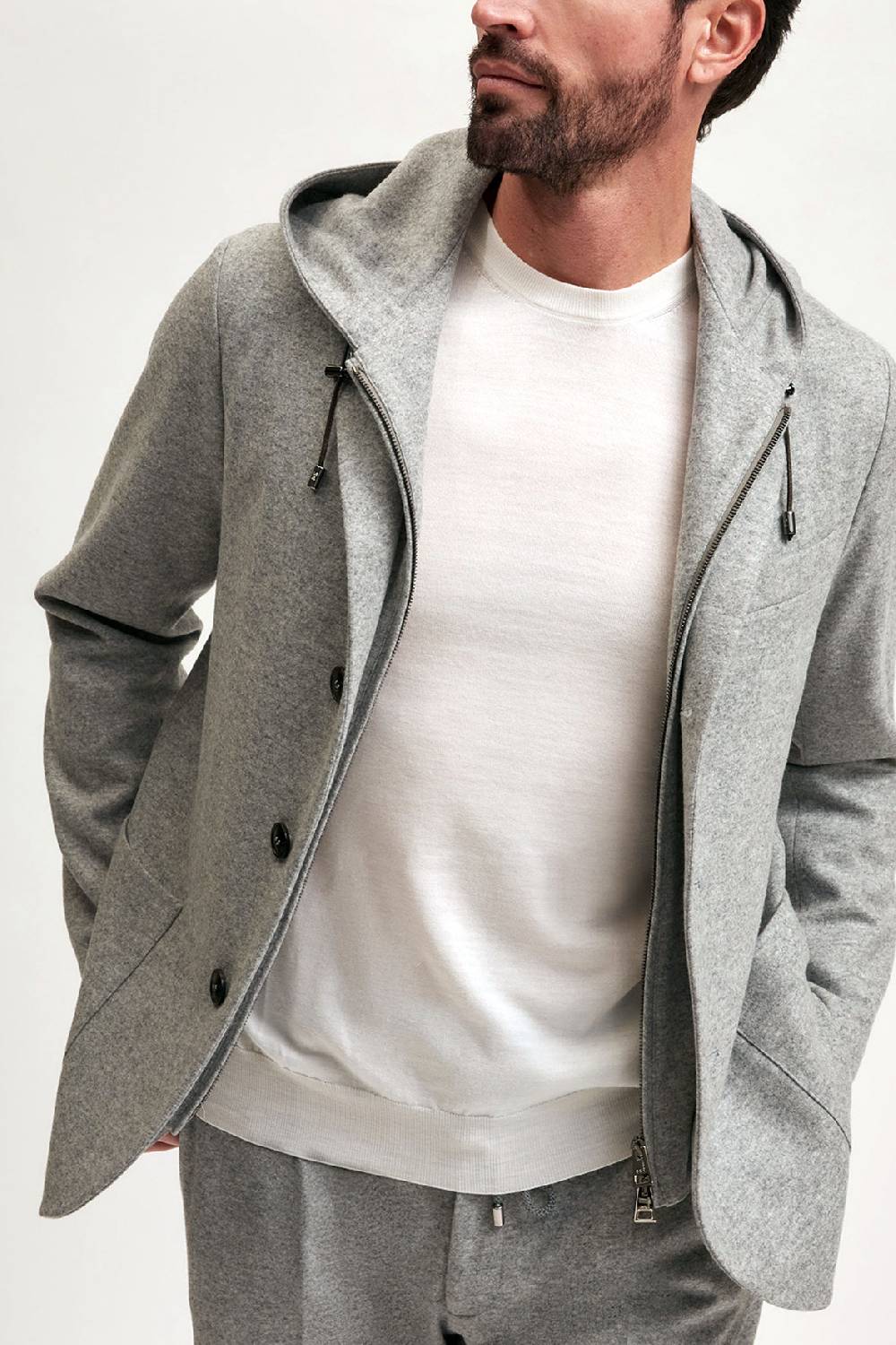 Manzoni 24 Giacca Jersey In Lana Con Davantino Staccabile