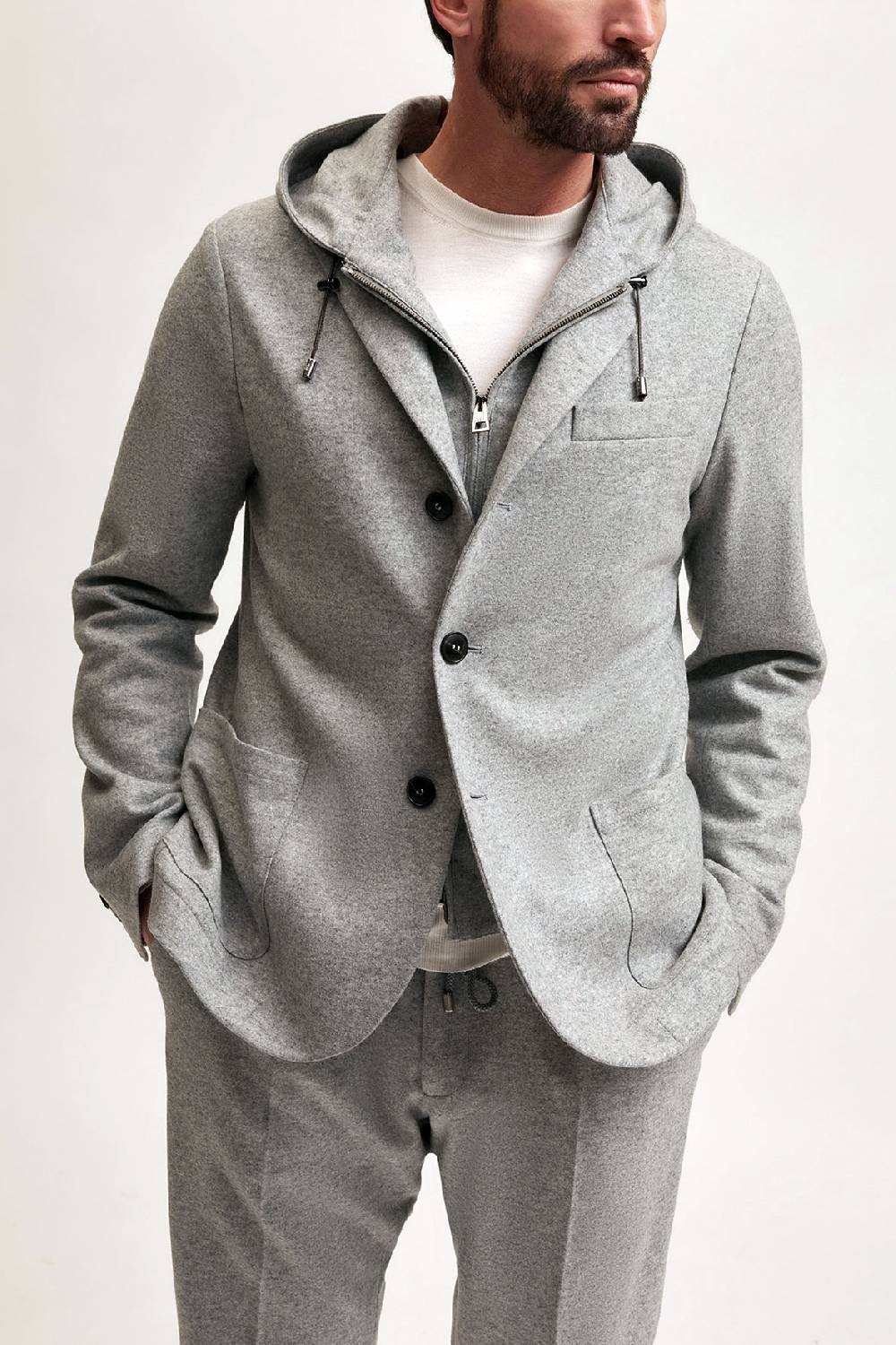 Manzoni 24 Giacca jersey in lana con davantino staccabile