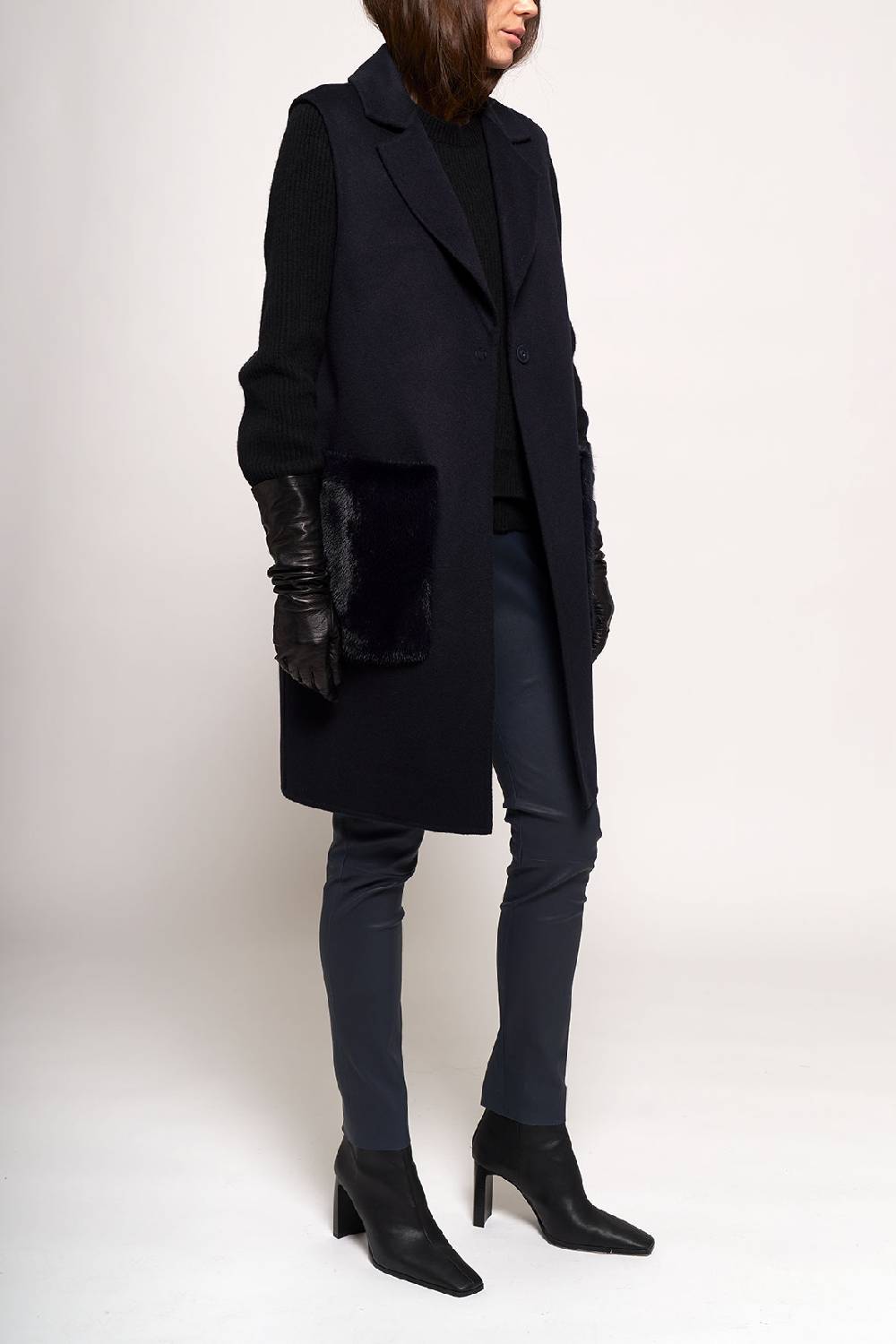 Manzoni 24 Gilet In Tessuto Cashmere Loro Piana Con Tasche Visone