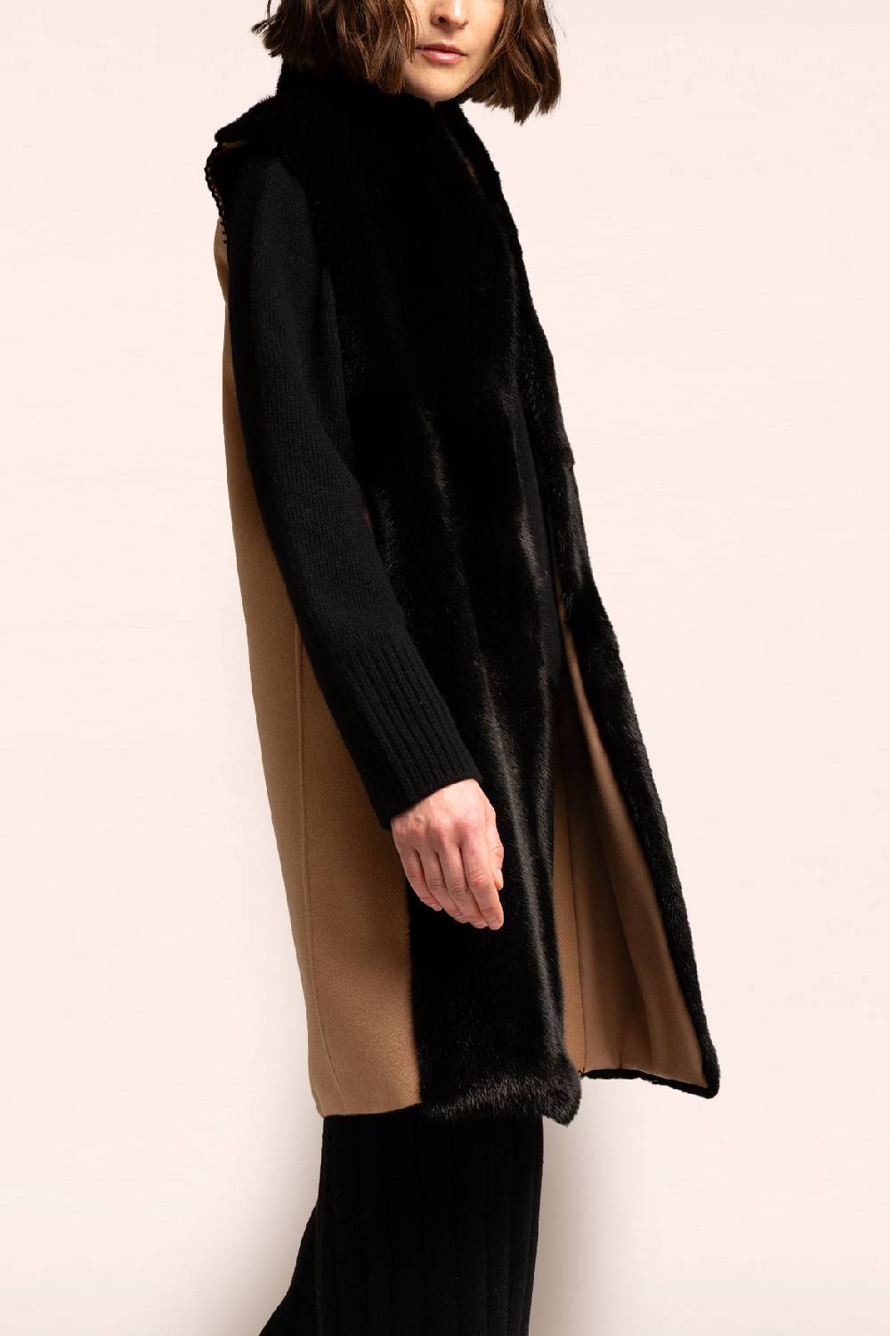 Manzoni 24 Gilet Visone Con Tessuto Cashmere Loro Piana