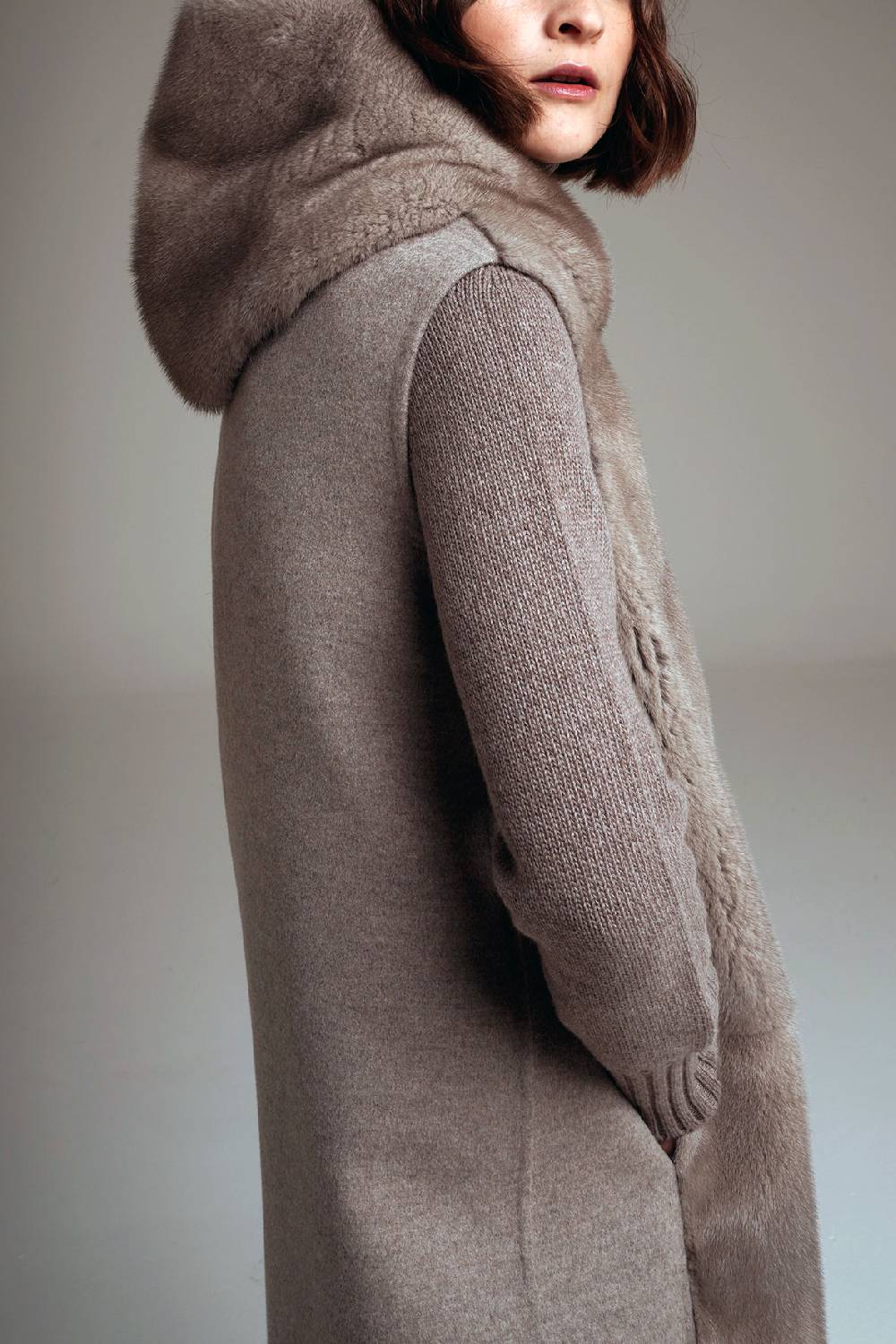 Manzoni 24 Gilet Visone Con Tessuto Cashmere Loro Piana