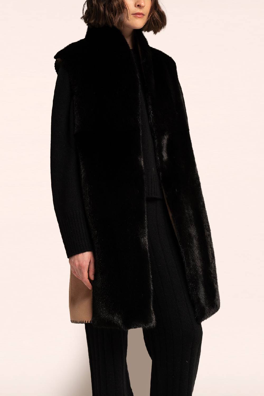 Manzoni 24 Gilet visone con tessuto cashmere Loro Piana