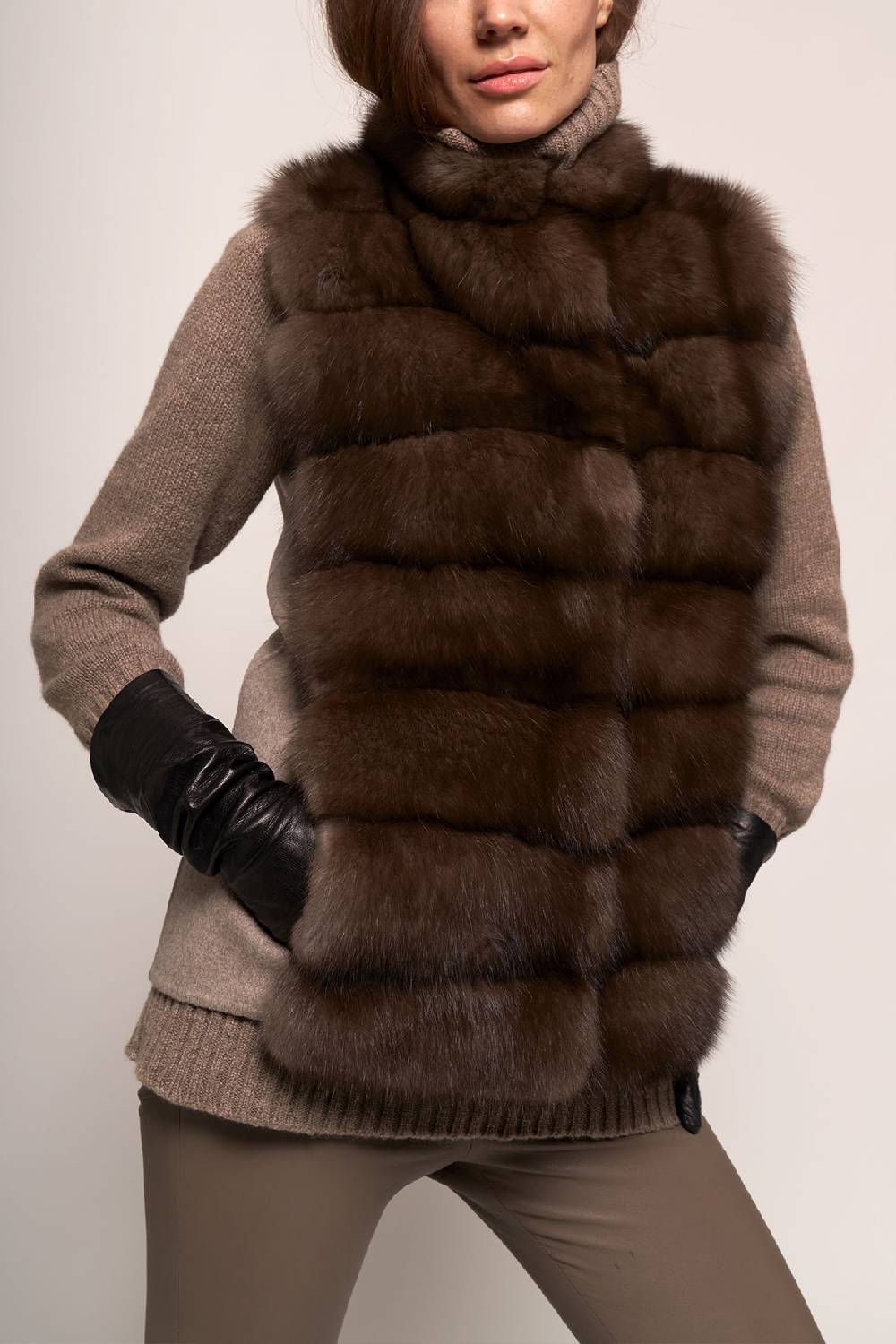 Manzoni 24 Gilet zibellino con tessuto cashmere Loro Piana