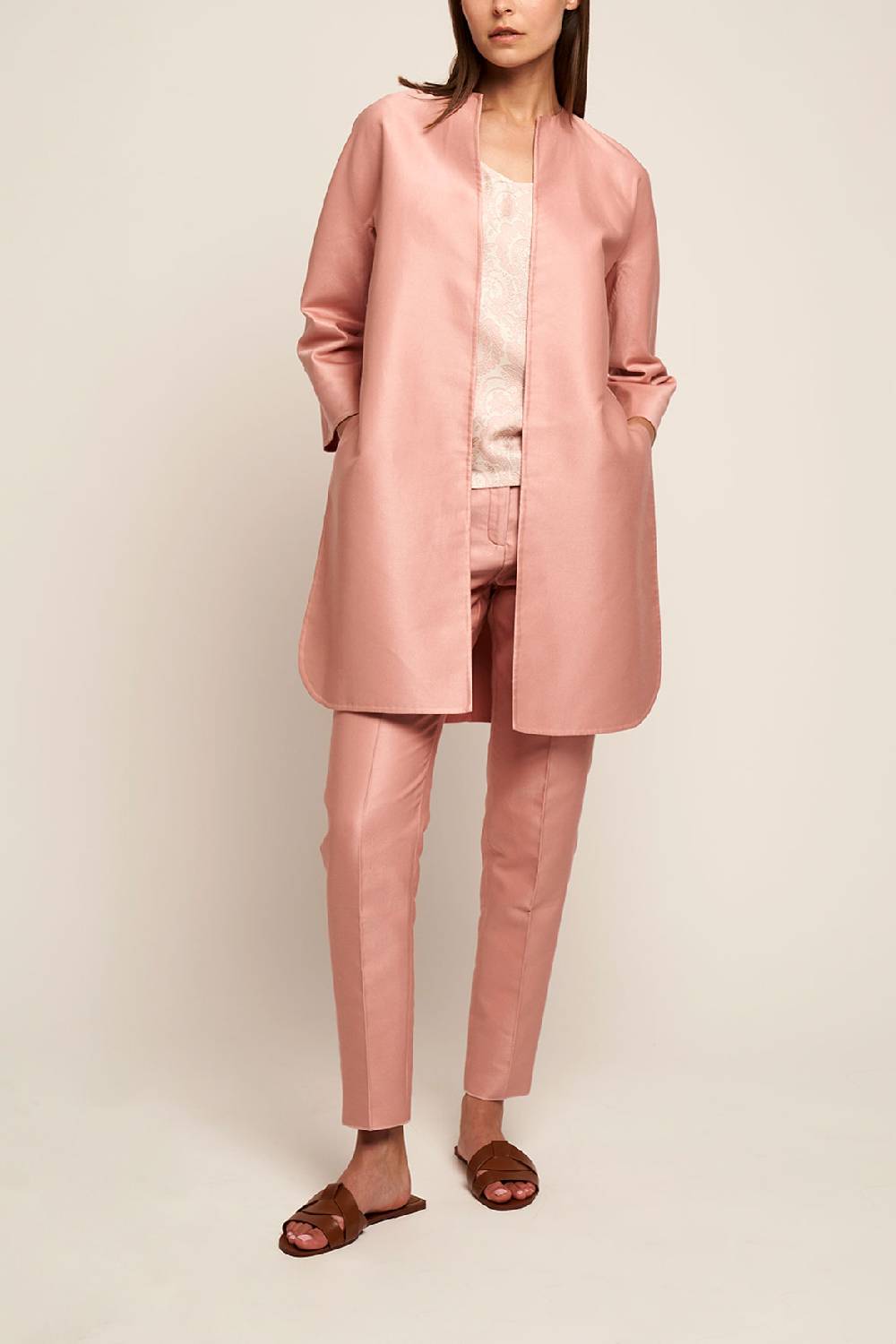 Manzoni 24 Cappotto double cotone-seta con spacchi