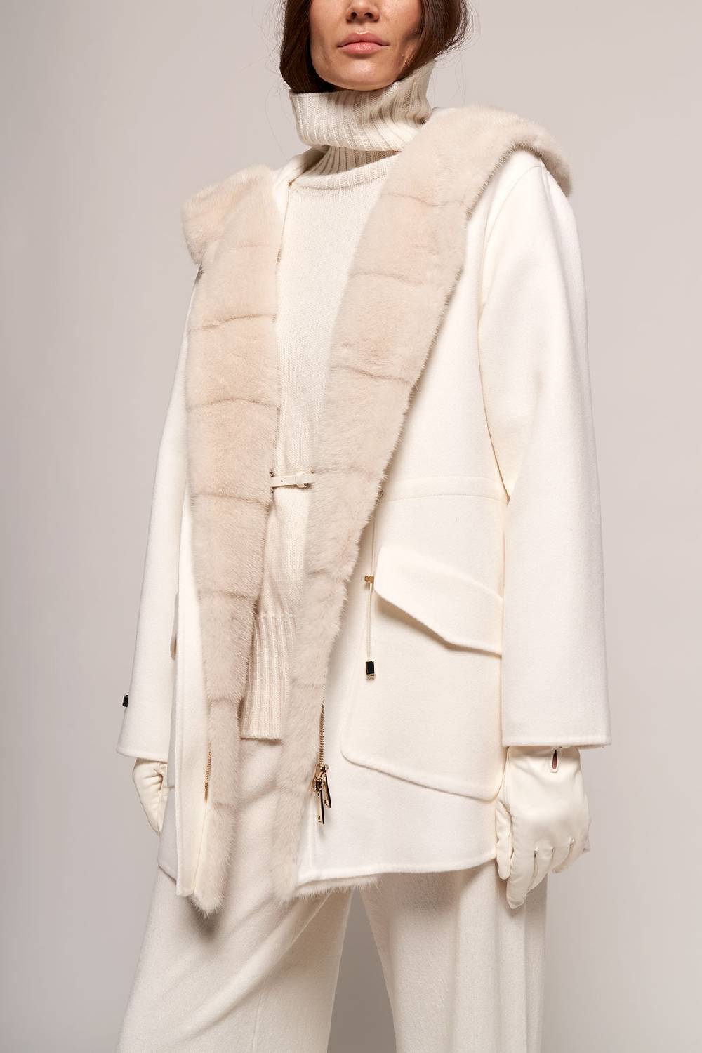 Manzoni 24 Parka in lana con bordo visone