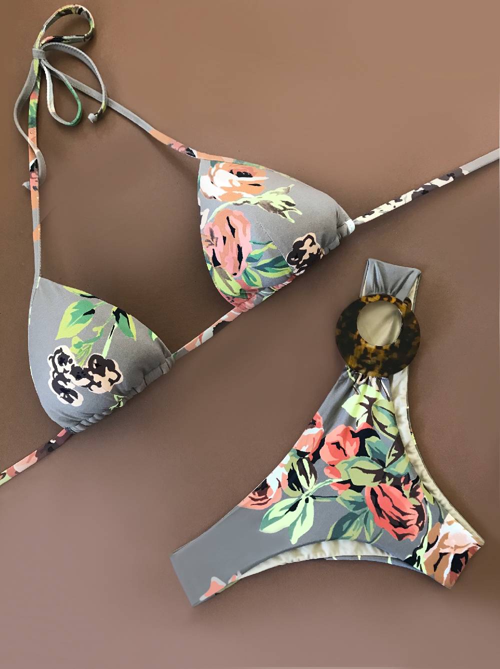 Nadia Guidi 09. a ROSA INGLESE Bikini a Triangolo Imbottito