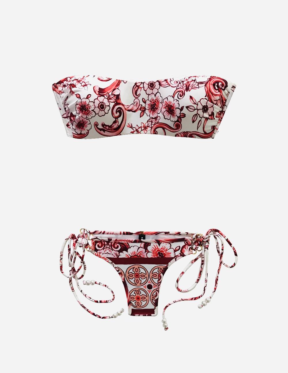 Nadia Guidi 18.b CAPRI Bikini Fascia Strings Corallo
