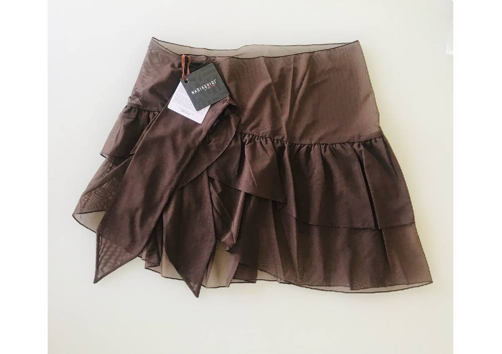 Nadia Guidi 98.f TWILLY Pareo Corto Marrone Tulle Elasticizzato