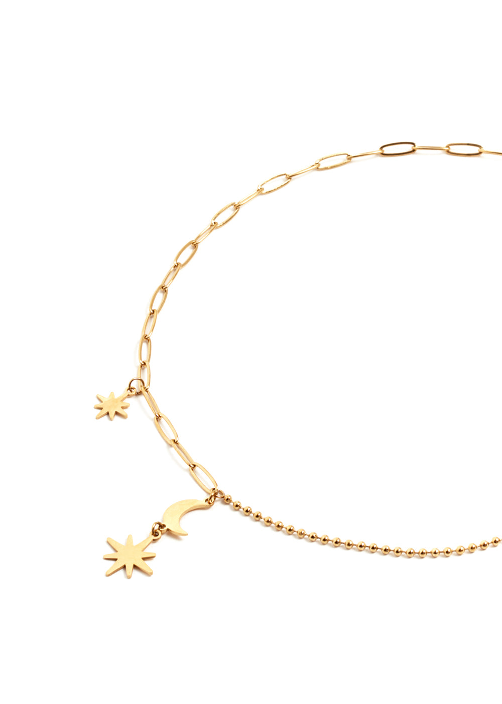 Nalí 14KT GOLD PLATED STARS AND MOON PENDANT NECKLACE