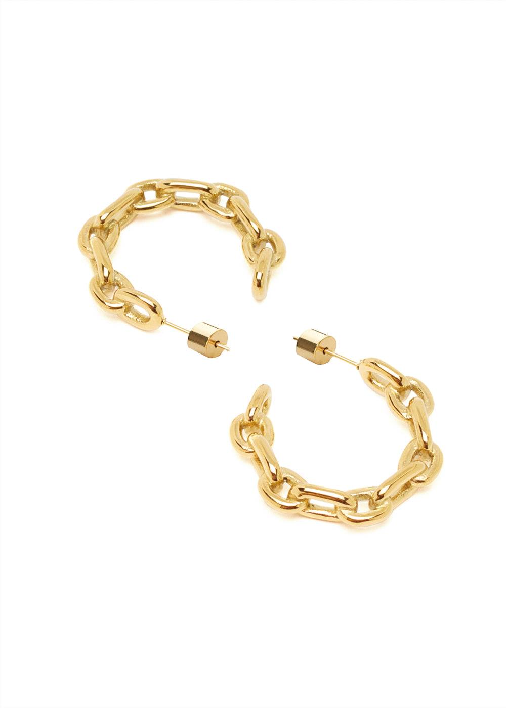 Nalí CHAIN HOOP EARRINGS STAIN. STEEL. 18K GOLD PLATED