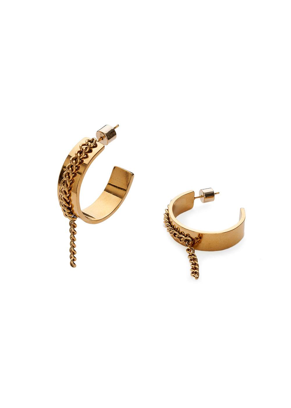Nalí CHAIN HOOP EARRINGS STAIN. STEEL. 18K GOLD PLATED