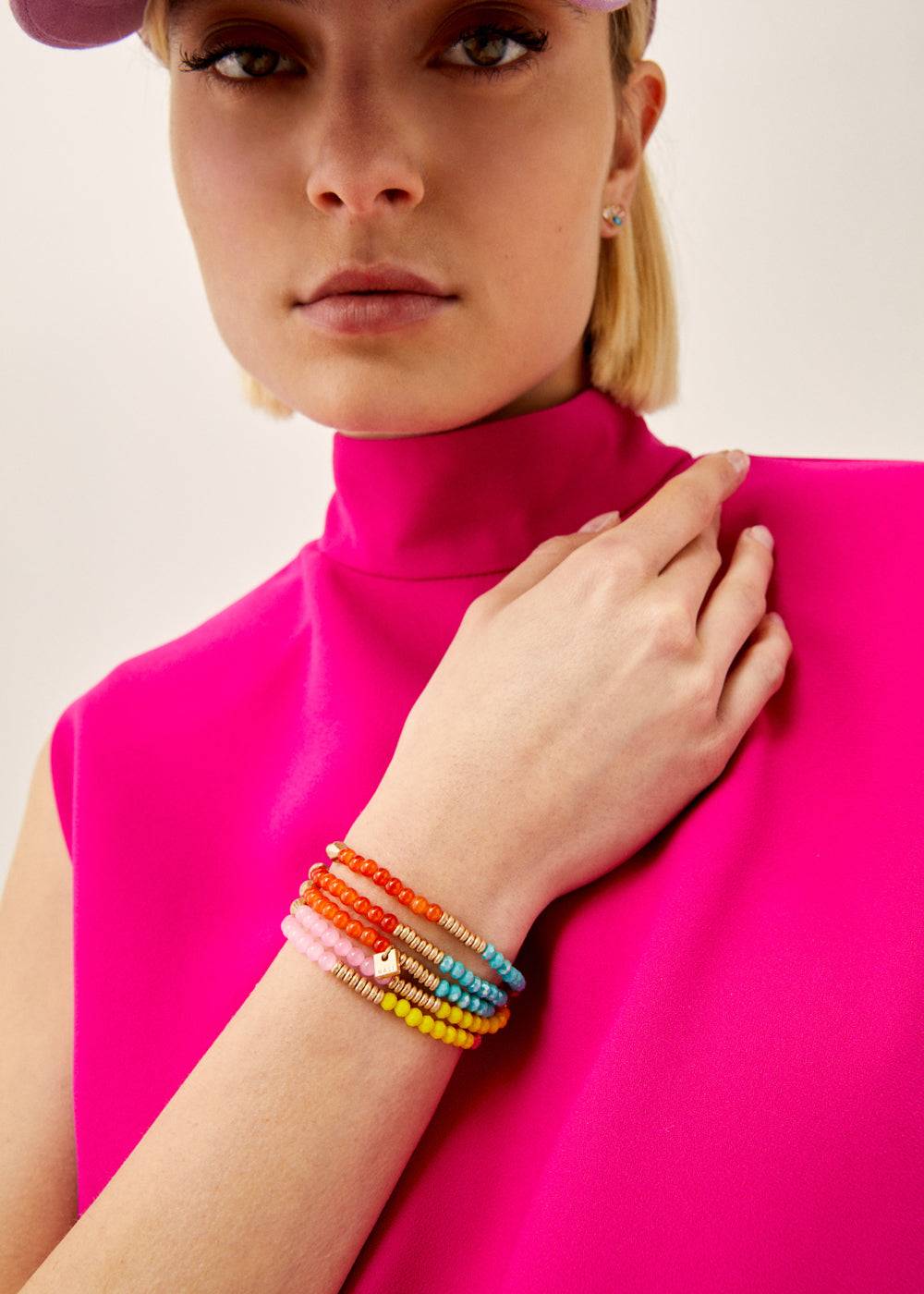 Nalí ERYS LONG NECKLACE MULTICOLOR BEADS HEARTS CHARMS