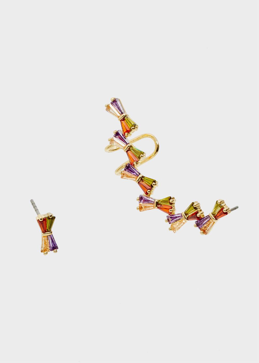 Nalí 14K GOLD PLATED FRAN BOW EARCUFF W/ ZIRCONS