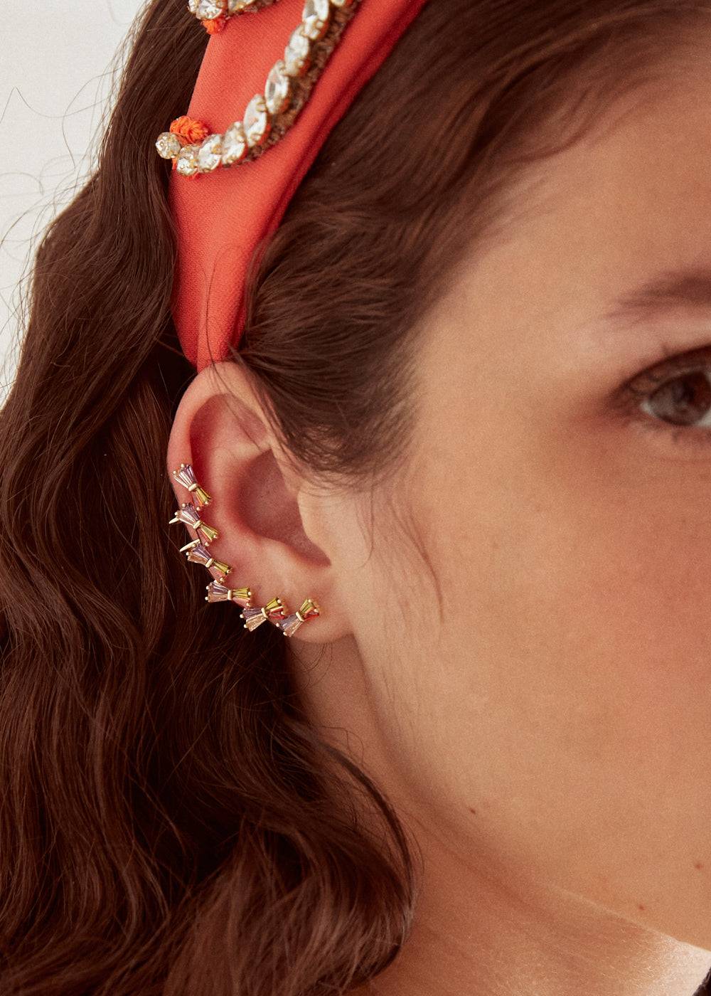 Nalí 14K GOLD PLATED FRAN BOW EARCUFF W/ ZIRCONS