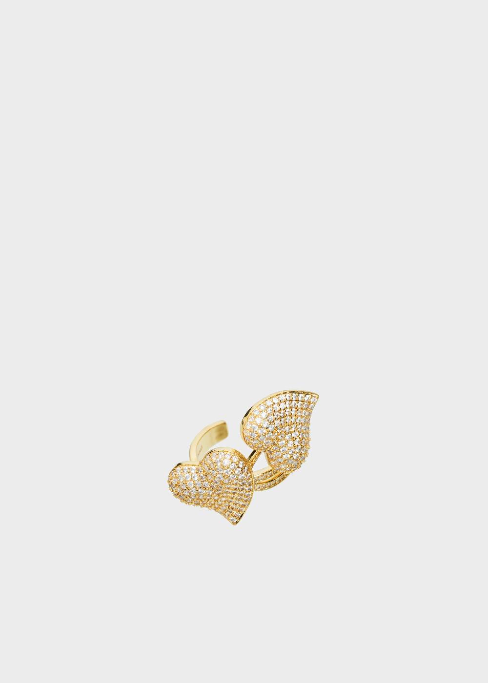 Nalí 14K GOLD PLATED HEART RING W/ ZIRCONS