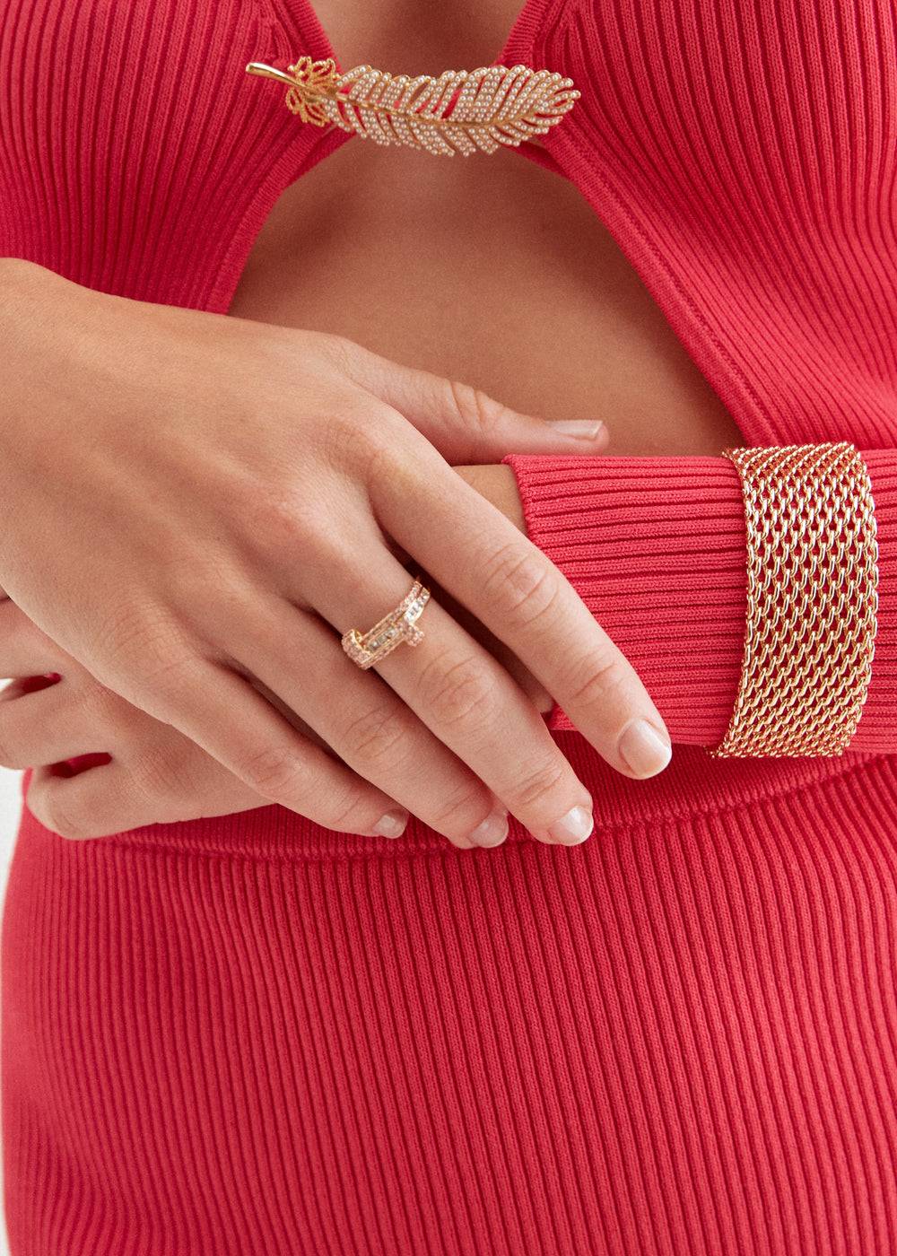 Nalí 14K GOLD PLATED RING WITH ZIRCONS