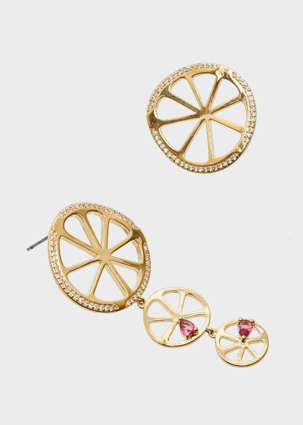 Nalí 14K GOLD PLATED WHEEL EARRINGS W/ ZIRCONS