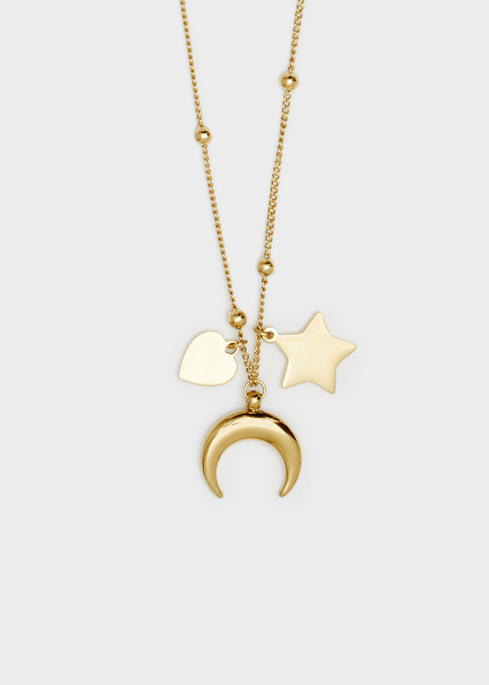 Nalí 14KT GOLD PLA. S. STEEL CHARMS NECKLACE