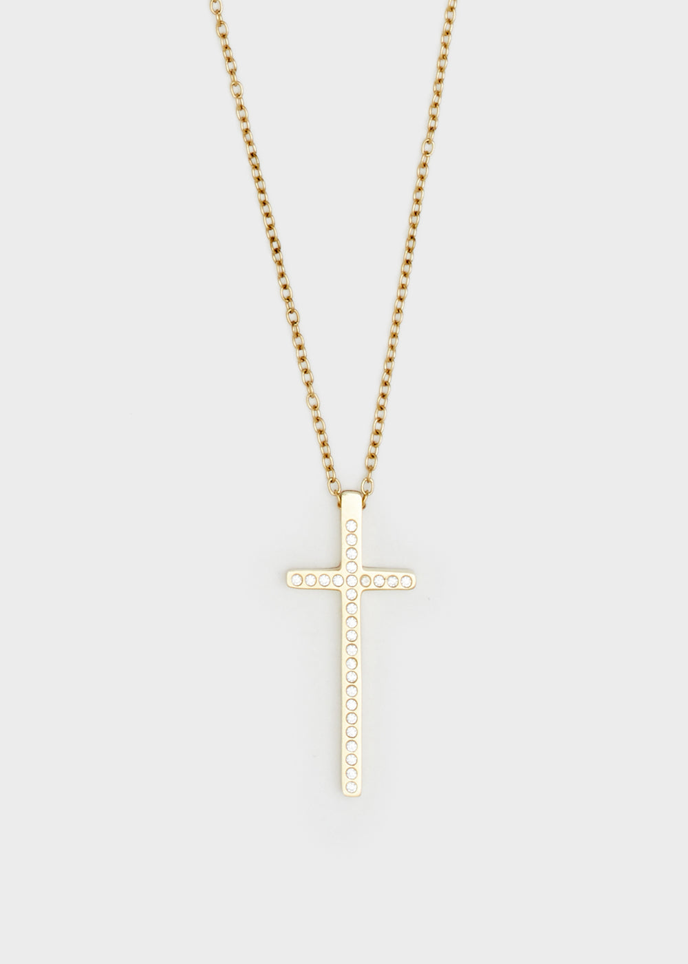 Nalí 14KT GOLD PLA. S. STEEL CROSS NECKLACE