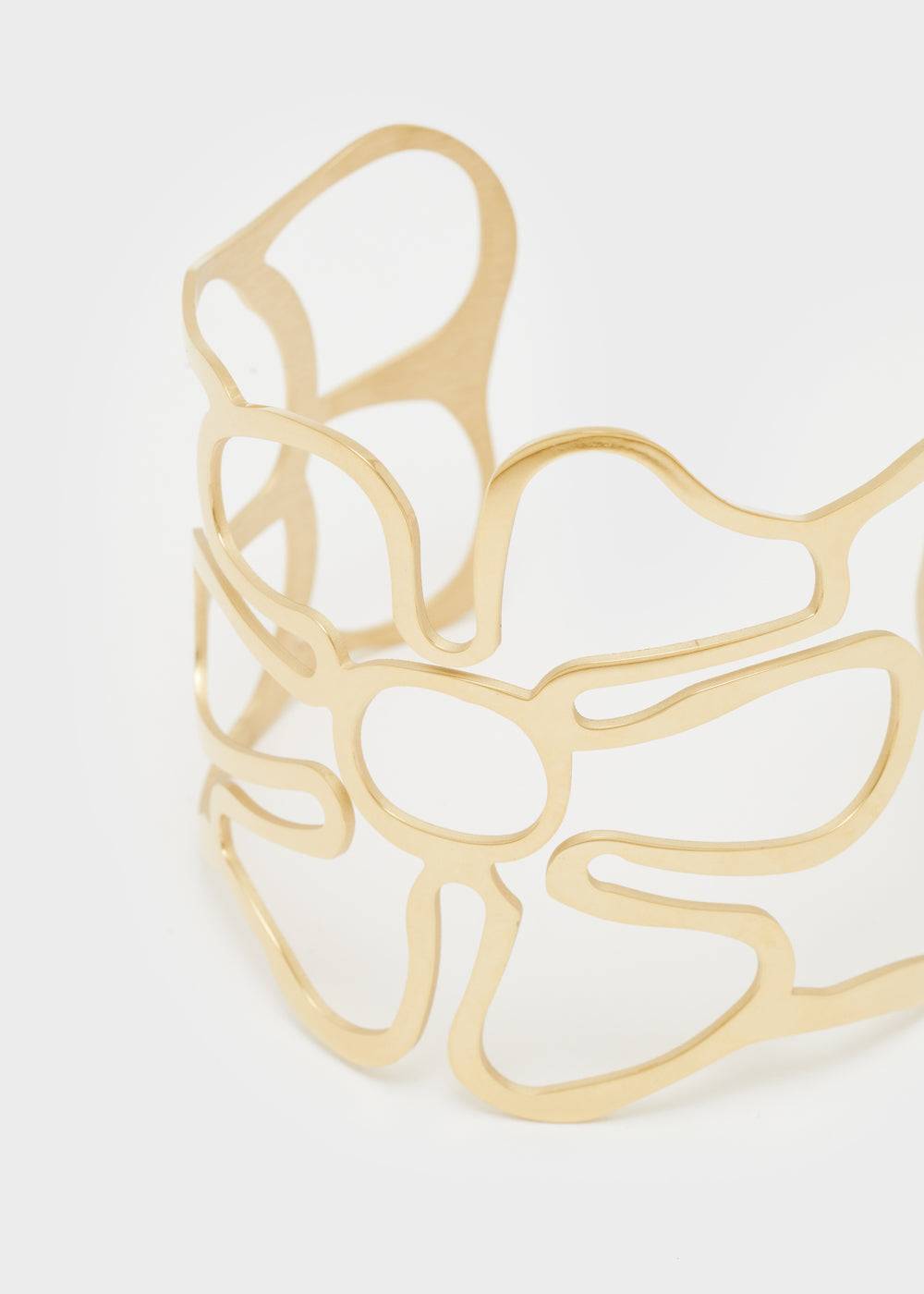 Nalí 14KT GOLD PLA. S. STEEL FLOWER BRACELET