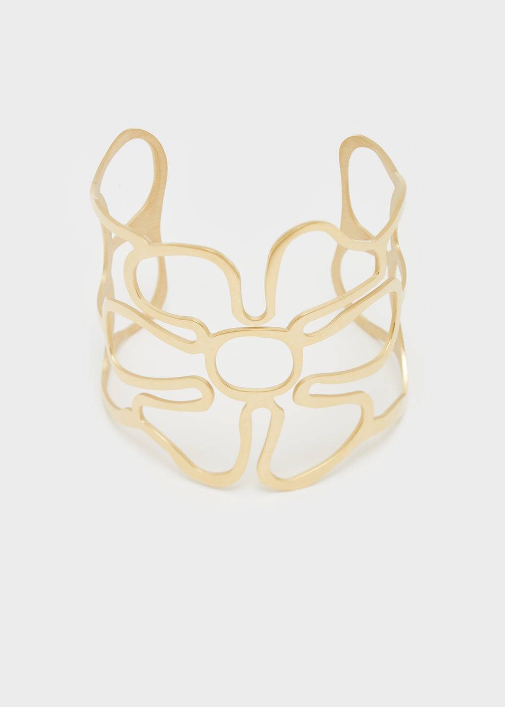 Nalí 14KT GOLD PLA. S. STEEL FLOWER BRACELET