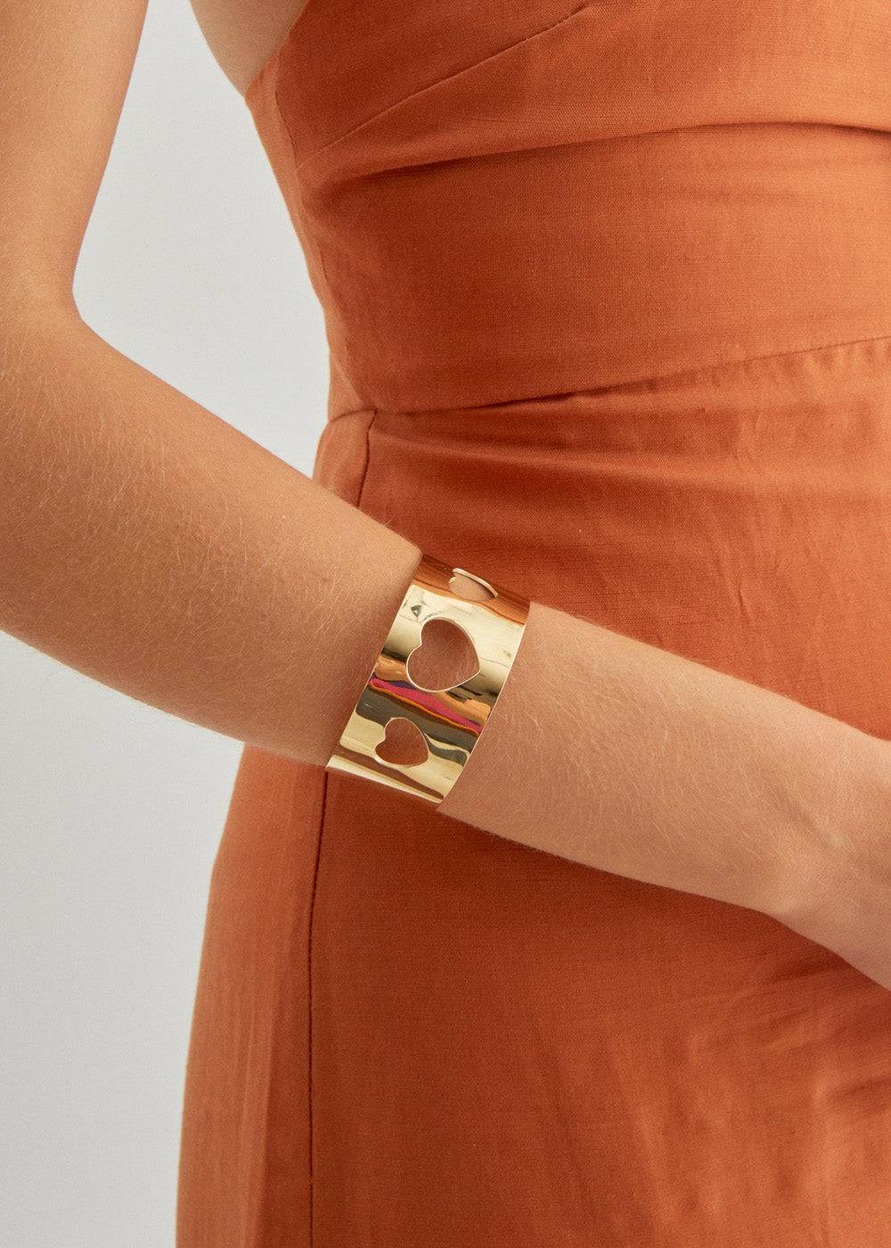 Nalí 14KT GOLD PLA. S. STEEL HEART BRACELET