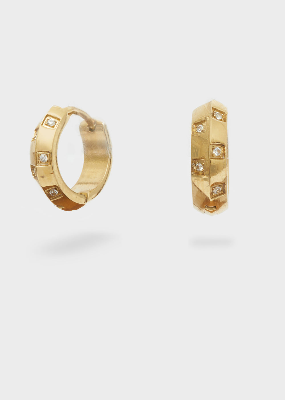 Nalí 14KT GOLD PLA. S. STEEL HOOP EARRINGS W/ STONES