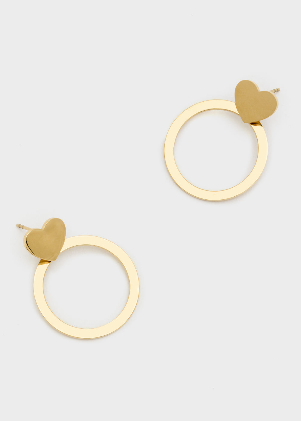 Nalí 14KT GOLD PLA. S.STEEL HOOP+HEART EARRINGS