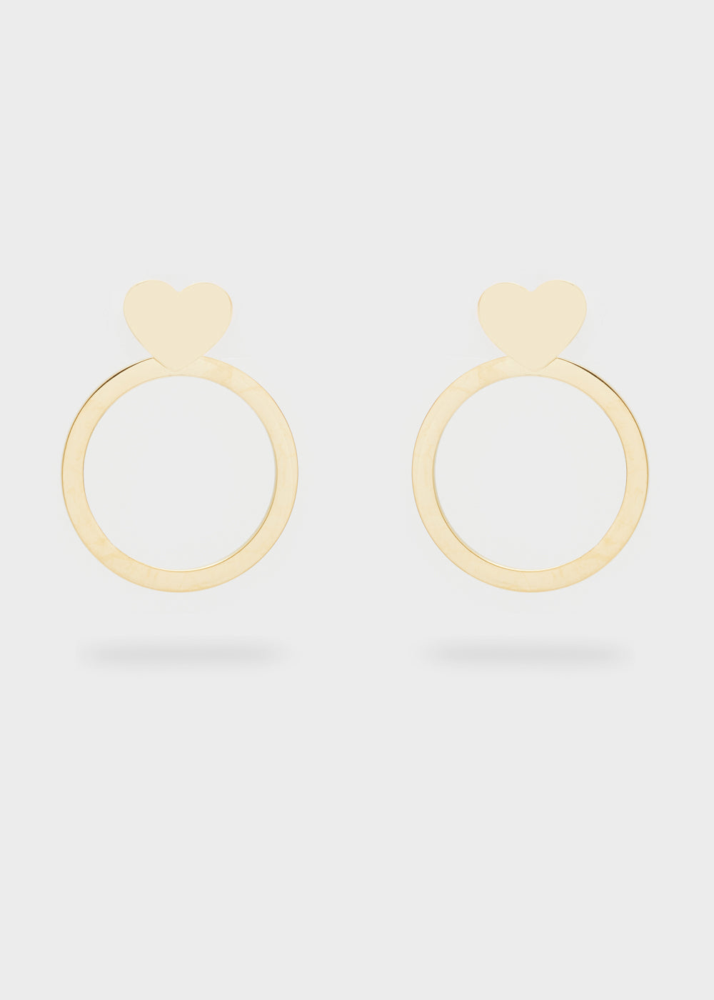 Nalí 14KT GOLD PLA. S.STEEL HOOP+HEART EARRINGS