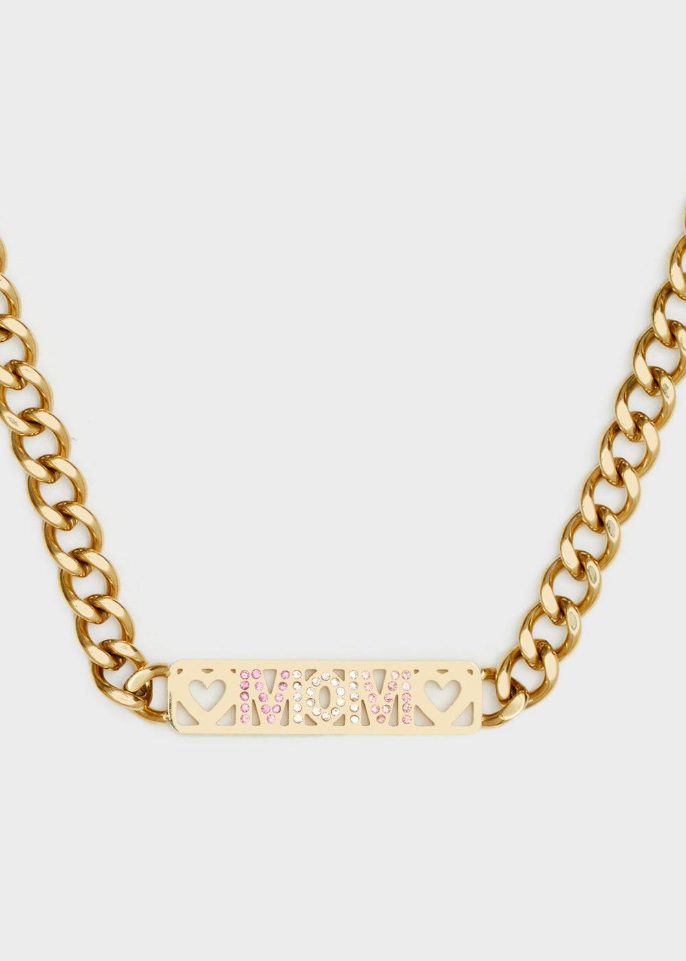 Nalí 14KT GOLD PLA. S. STEEL MOM NECKLACE