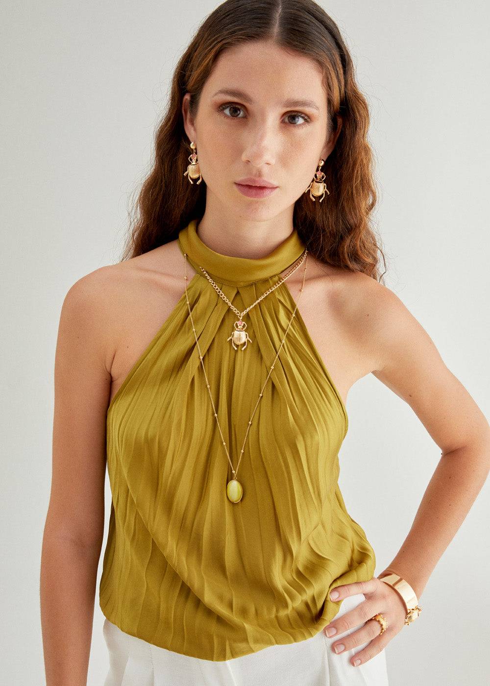 Nalí 14KT GOLD PLA. S. STEEL OPAL NECKLACE + COLORS