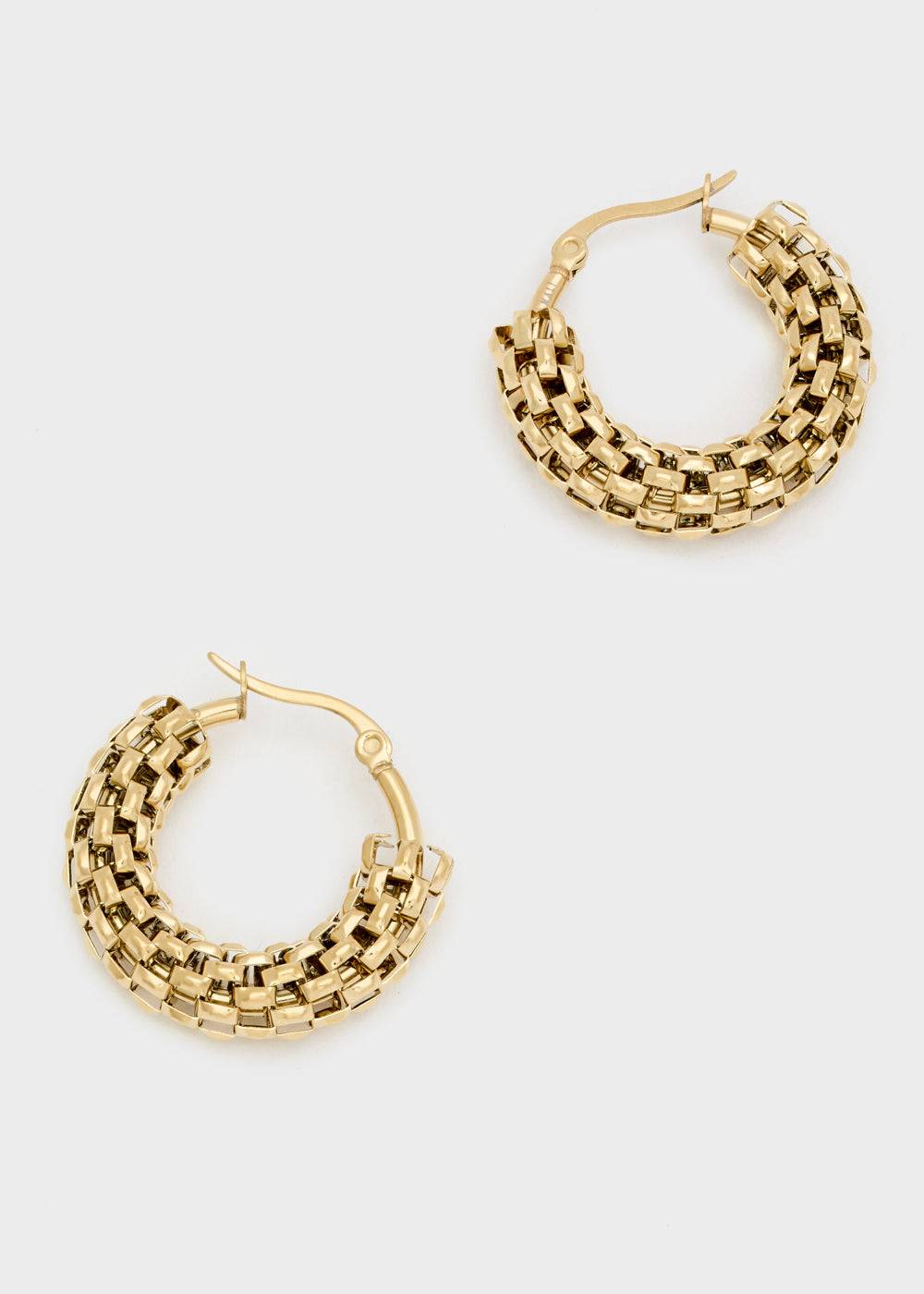 Nalí 14KT GOLD PLA. S.STEEL REFINED HOOP EARRINGS
