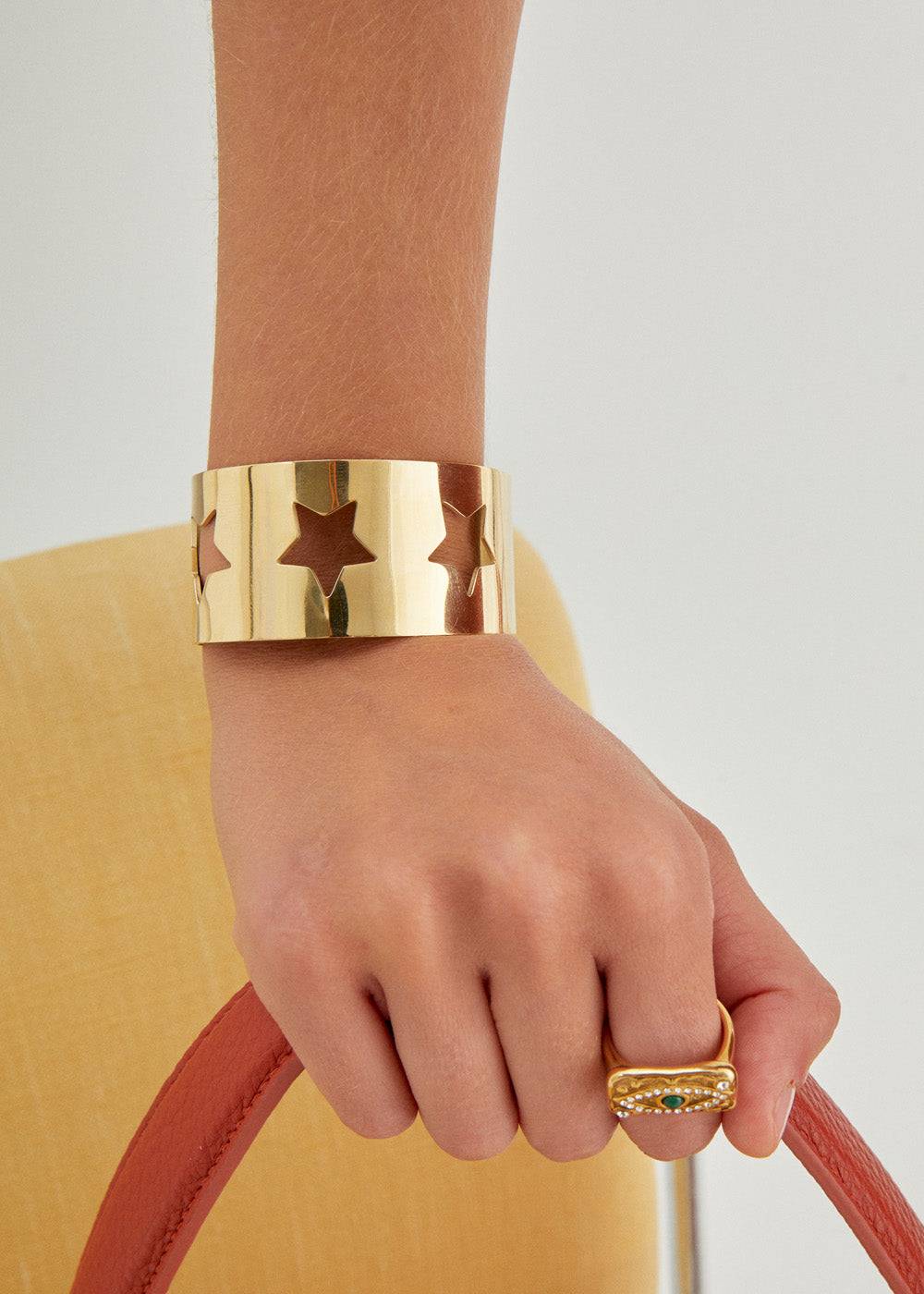 Nalí 14KT GOLD PLA. S. STEEL STAR BRACELET