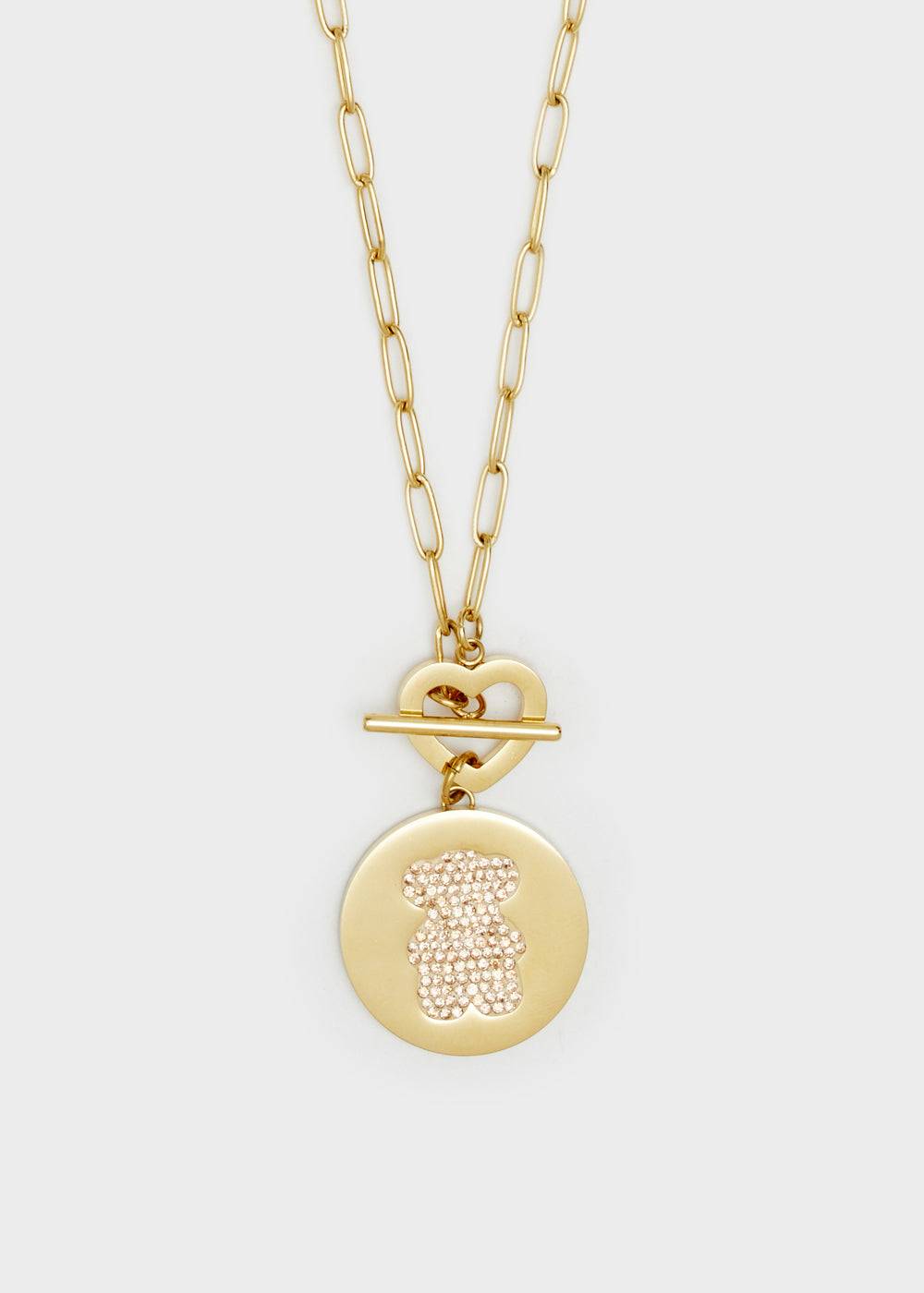 Nalí 14KT GOLD PLA. S. STEEL TEDDY NECKLACE