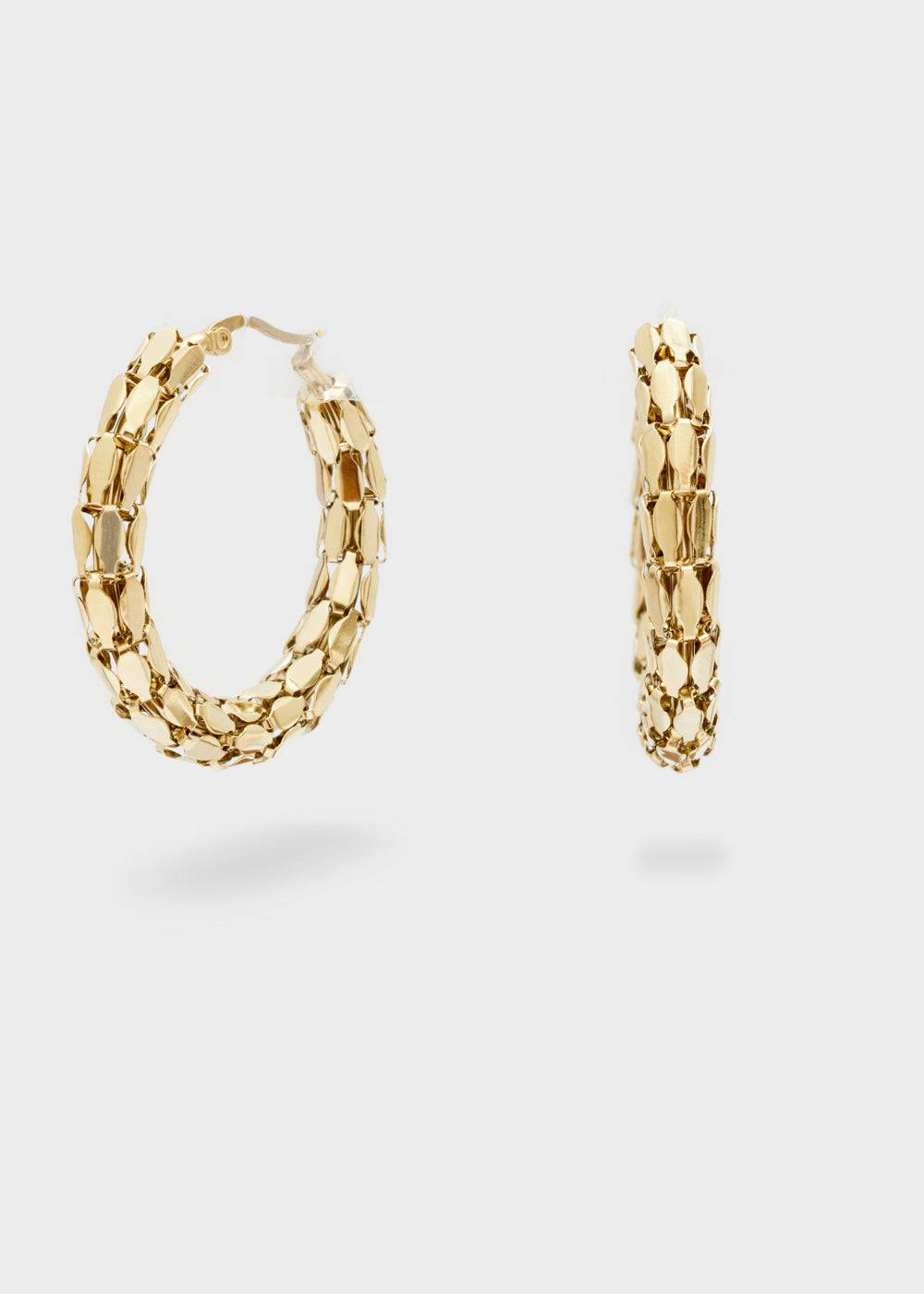 Nalí 14KT GOLD PLA. S.STEEL WROUGHT HOOP EARRINGS