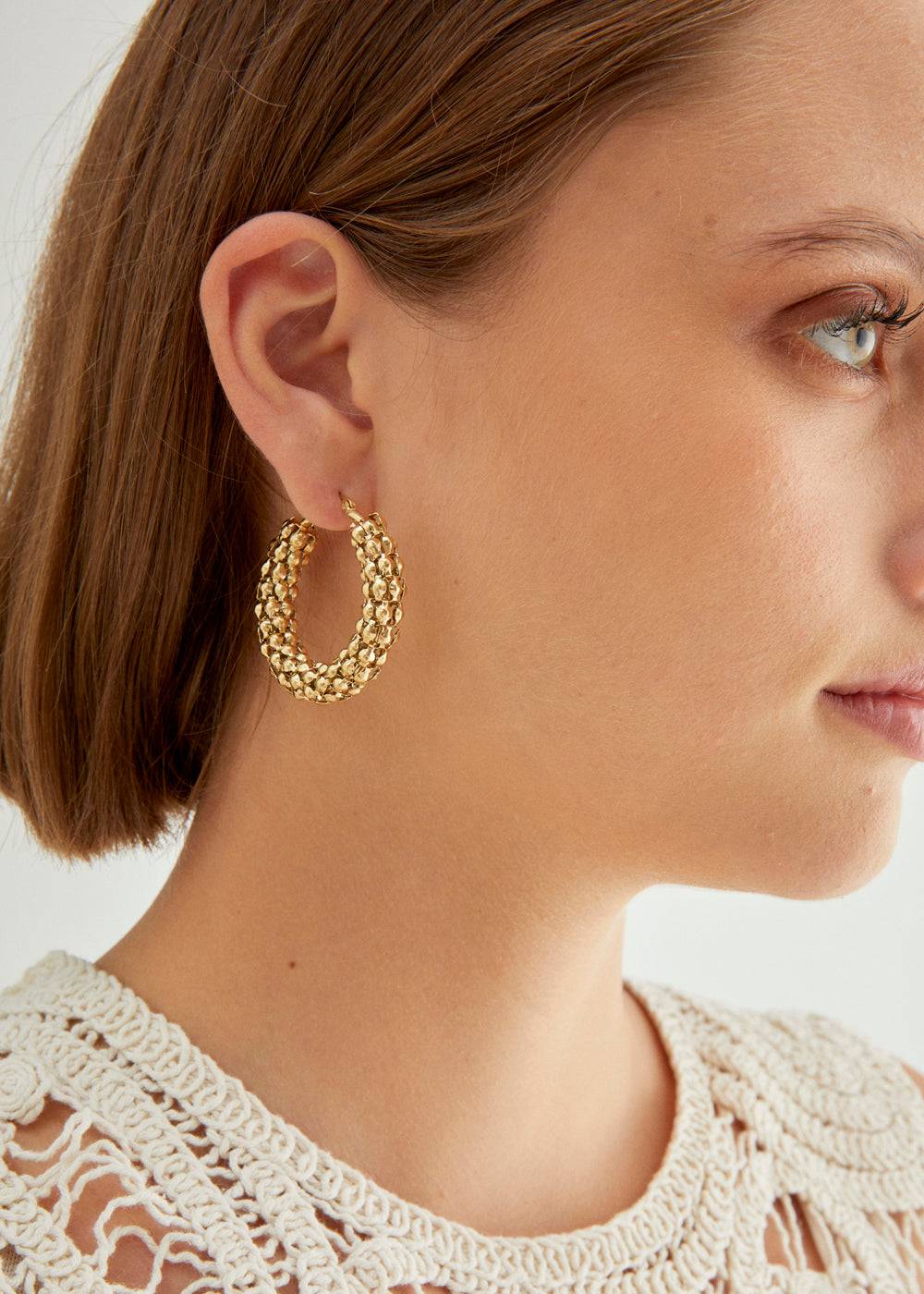 Nalí 14KT GOLD PLAT. S.STEEL HOOP EARRINGS