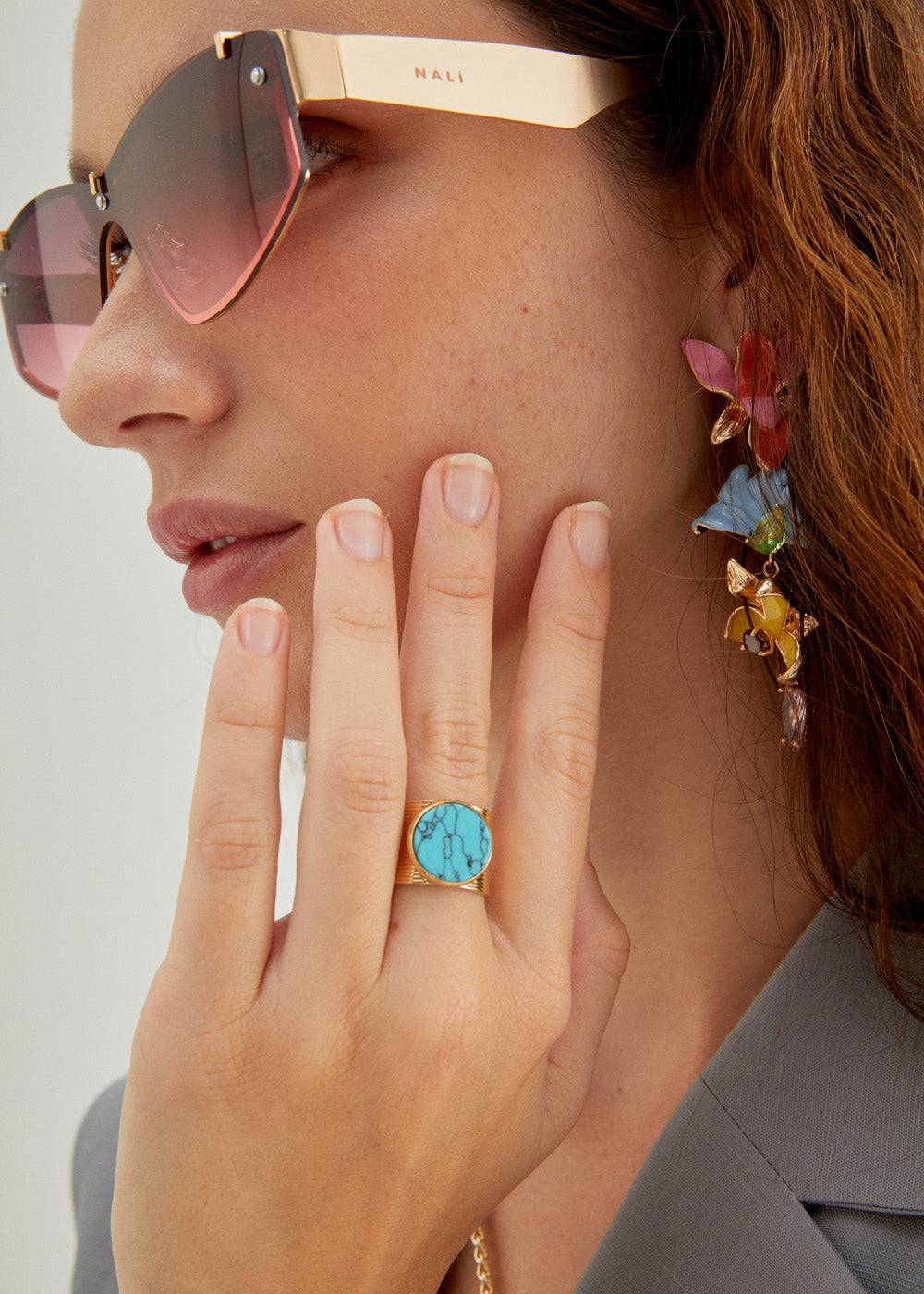 Nalí 14KT GOLD PLAT. S.STEEL MARBLE RING + COLORS